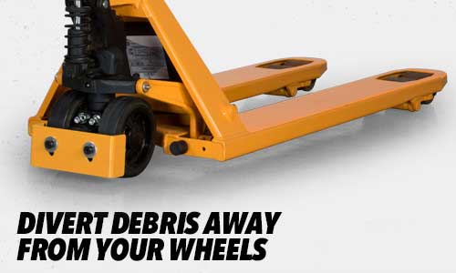 pallet jack, debris diverter