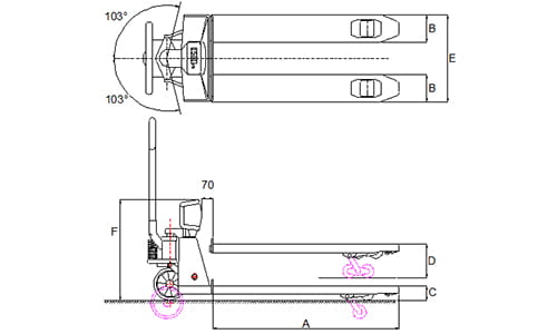 Lift-Rite pallet jack scale dimensions