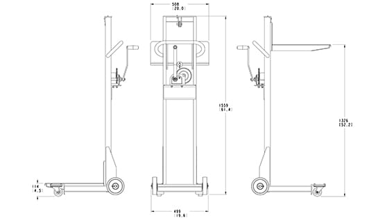 Lift-Rite Easy Lift Winch Lifter dimensions